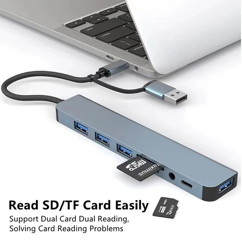 قاعدة USB-C متعددة 8 في 1 – كل المنافذ في قطعة وحدة! 🔌