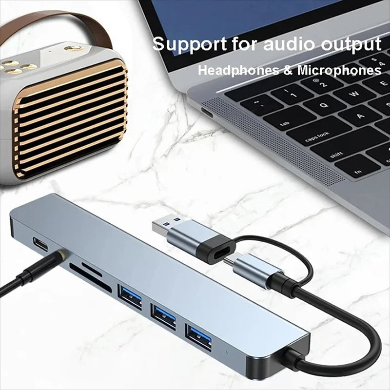 قاعدة USB-C متعددة 8 في 1 – كل المنافذ في قطعة وحدة! 🔌