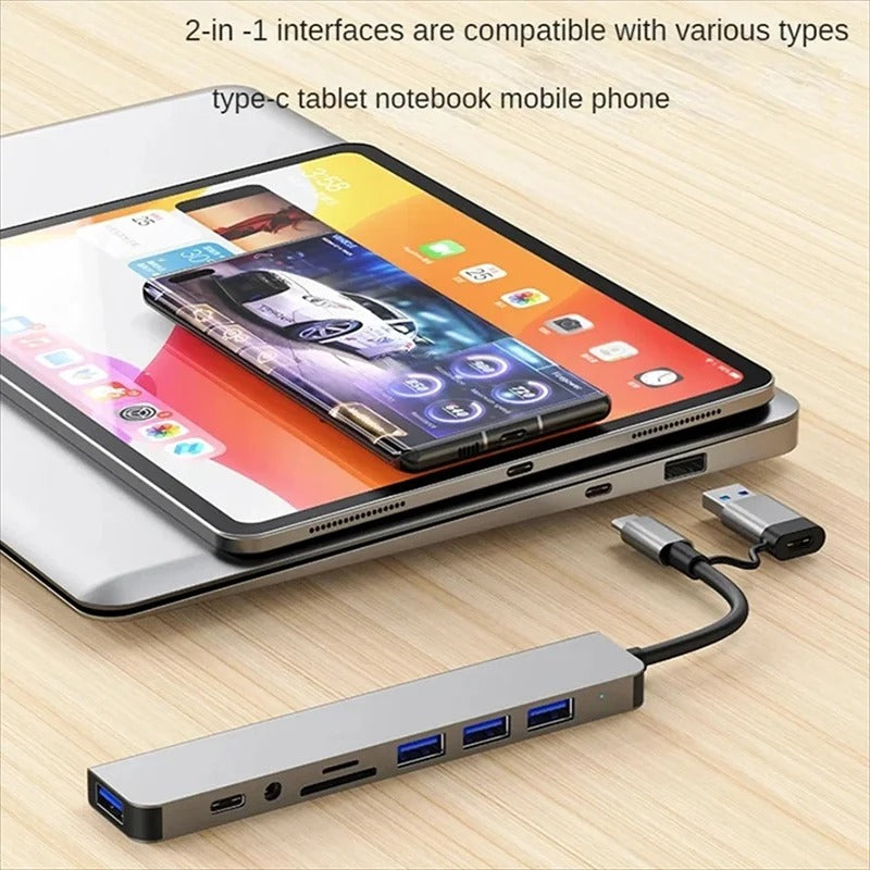 قاعدة USB-C متعددة 8 في 1 – كل المنافذ في قطعة وحدة! 🔌