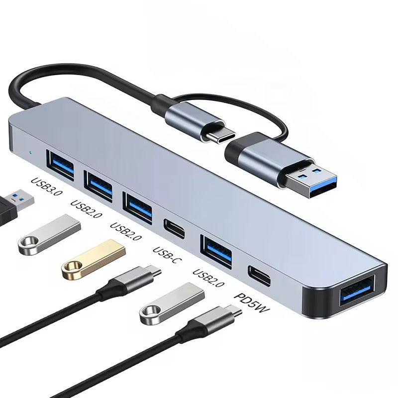 هَب USB 7 في 1 – محوّل متعدد المنافذ Type-C & USB 3.0 بسرعة عالية ⚡