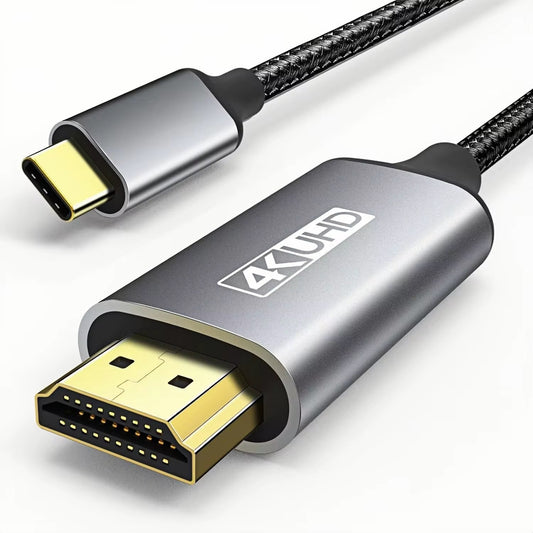 كيبل USB-C إلى HDMI 4K – عملي وخفيف (1م / 2م / 3م)